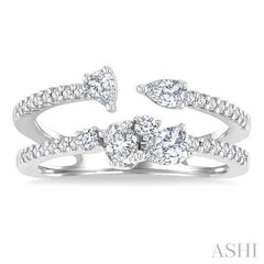 3/4 Ctw Mixed Cut Diamond Split Double Fashion Ring in 14K White Gold