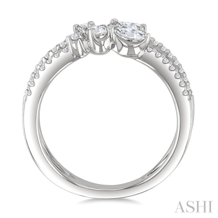 3/4 Ctw Mixed Cut Diamond Split Double Fashion Ring in 14K White Gold