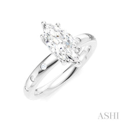 1/6 Ctw Akari Marquise Shape Round Cut Diamond Semi-Mount Engagement Ring in 14K White Gold