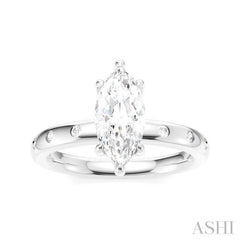 1/6 Ctw Akari Marquise Shape Round Cut Diamond Semi-Mount Engagement Ring in 14K White Gold
