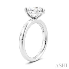 1/6 Ctw Akari Marquise Shape Round Cut Diamond Semi-Mount Engagement Ring in 14K White Gold