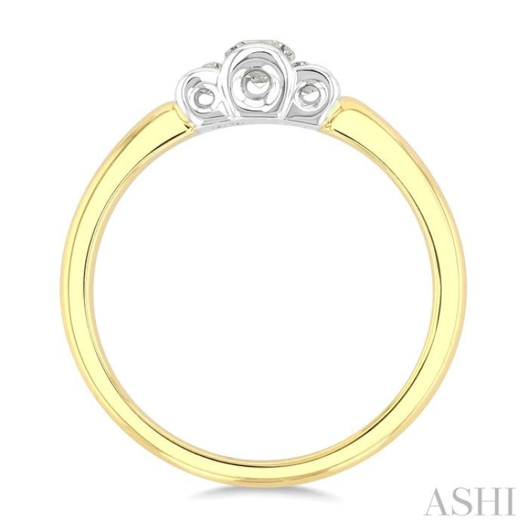 1/4 Ctw 3-Stone Round Cut Diamond Fashion Ring in 14K Yellow and White Gold