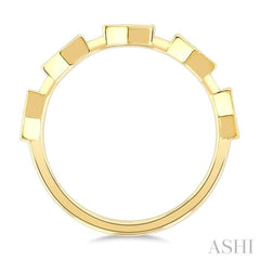 1/10 Ctw Elongated Hexagon Mount Link Round Cut Diamond Stackable Fashion Band in 10K Yellow Gold