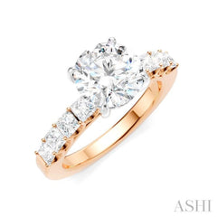 7/8 Ctw Round Shape Princess and Round Cut Diamond Semi-Mount Engagement Ring in 14K Rose and White Gold