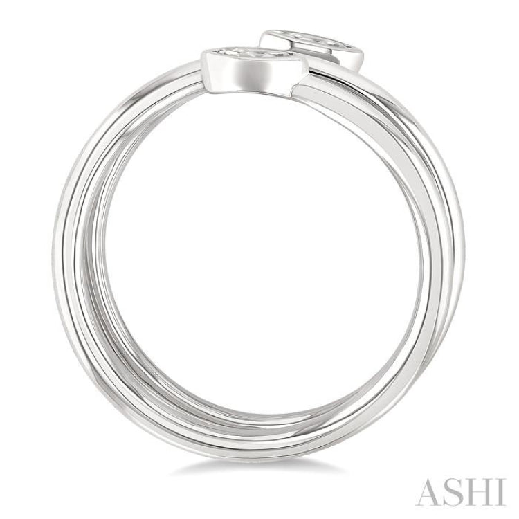 1/5 Ctw Split Double Coil Bezel Set Marquise Cut Diamond Open Fashion Ring in 14K White Gold