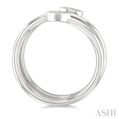 1/5 Ctw Split Double Coil Bezel Set Marquise Cut Diamond Open Fashion Ring in 14K White Gold