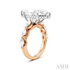 1 1/10 Ctw Marquise Shape Marquise and Round Cut Diamond Semi-Mount Engagement Ring in 14K Rose and White Gold