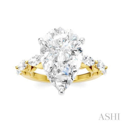 1 Ctw Pear Shape Marquise and Round Cut Diamond Semi-Mount Engagement Ring in 14K Yellow and White Gold