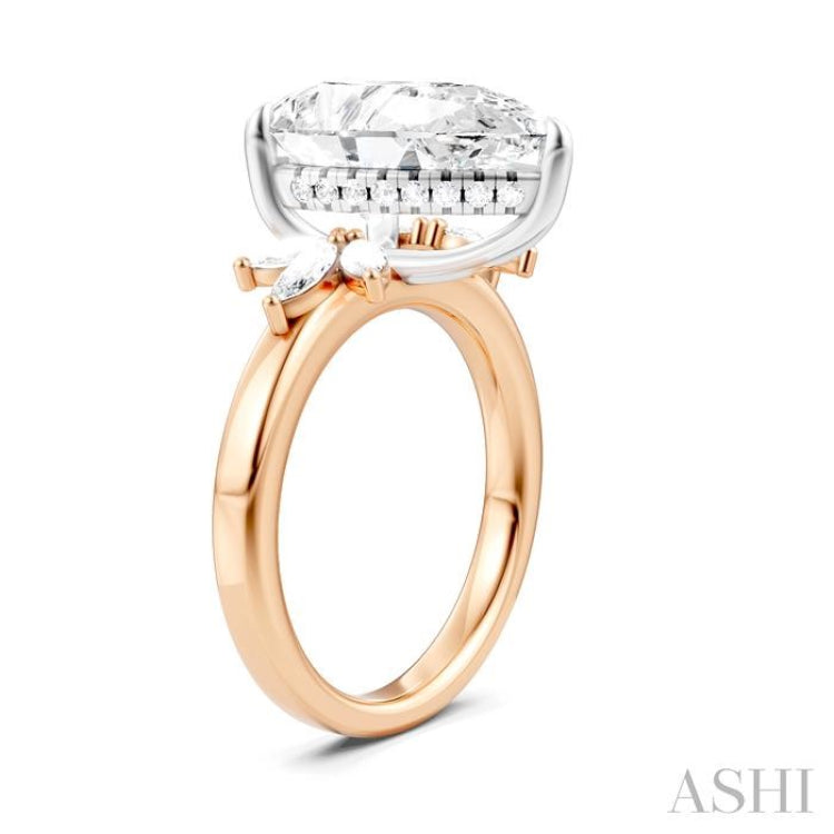 5/8 Ctw Akari Pear Shape Marquise and Round Cut Diamond Semi-Mount Engagement Ring in 14K Rose and White Gold