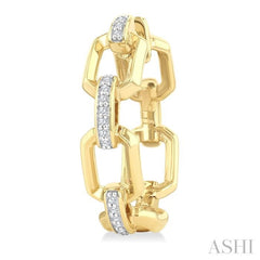 1/10 Ctw Bold Open Window Octagonal Shaped Round Cut Diamond Fashion Hoop Earrings in 10K Yellow Gold