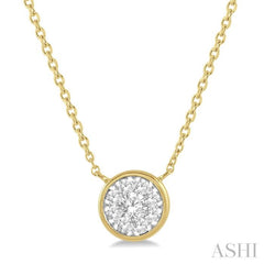 1/2 Ctw Round Shape Lovebright Diamond Pendant With Chain in 14K Yellow and White Gold
