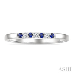 1/20 Ctw 1.55 MM Round Cut Sapphire and Round Cut Diamond Precious Fashion Band in 10K White Gold