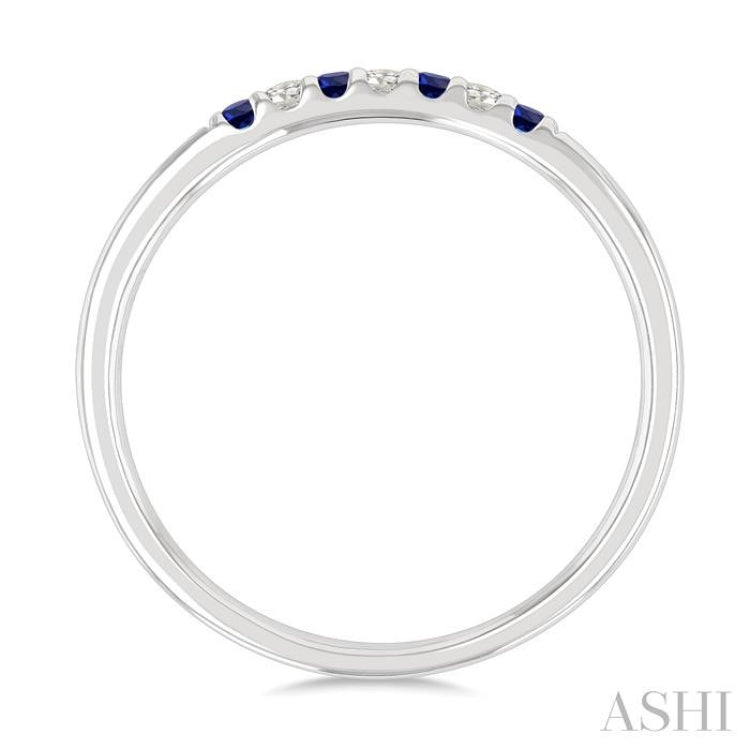 1/20 Ctw 1.55 MM Round Cut Sapphire and Round Cut Diamond Precious Fashion Band in 10K White Gold