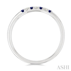 1/20 Ctw 1.55 MM Round Cut Sapphire and Round Cut Diamond Precious Fashion Band in 10K White Gold