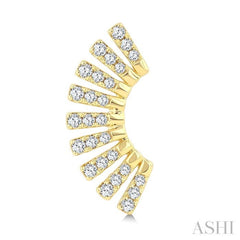 1/3 Ctw Bar-Shaped Accent Arc Round Cut Diamond Fashion Ear Climber in 14K Yellow Gold