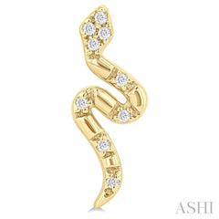 1/20 Ctw Petite Snake Round Cut Diamond Fashion Stud Earring in 10K Yellow Gold