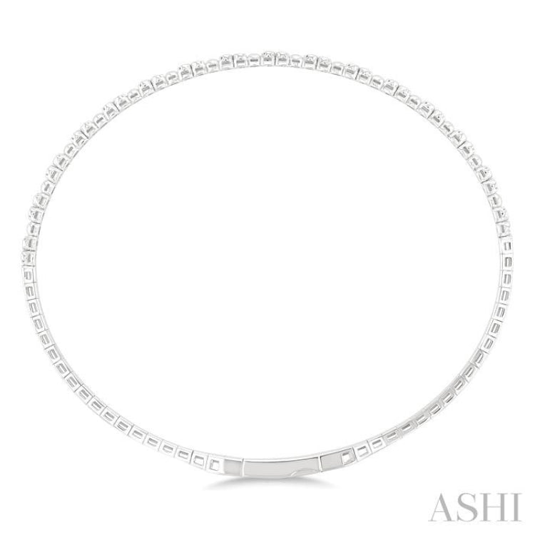 1/4 Ctw Bubble Motif Halfway Round Cut Bezel Diamond Flex Bangle in 14K White Gold