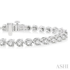 8 Ctw Round Cut Diamond 3-Prong Tennis Bracelet in 14K White Gold