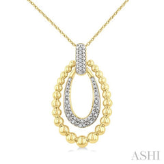1/10 Ctw Bold Double Oval Ball Bead & Round Cut Diamond Fashion Pendant With Chain in Yellow Gold Vermeil