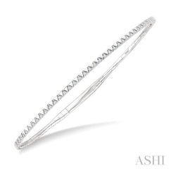 1/4 Ctw Triangle Motif Halfway Round Cut Diamond Flex Bangle in 14K White Gold