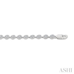 1 1/3 Ctw Cluster Round Cut Diamond Fashion Tennis Bracelet in 14K White Gold
