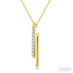 1/6 Ctw Cylindrical Bars Round Cut Diamond Fashion Pendant With Chain in 14K Yellow Gold
