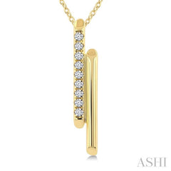 1/6 Ctw Cylindrical Bars Round Cut Diamond Fashion Pendant With Chain in 14K Yellow Gold
