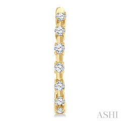 1/4 Ctw Round Cut Diamond Floating Hoop Fashion Earrings in 10K Yellow Gold