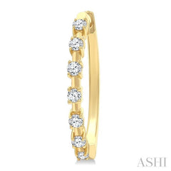 1/4 Ctw Round Cut Diamond Floating Hoop Fashion Earrings in 10K Yellow Gold