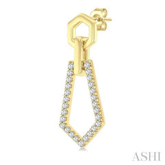 1/3 Ctw Hexagon & Pentagon Link Round Cut Diamond Fashion Earrings in 10K Yellow Gold