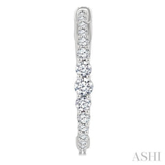 3/4 Ctw Graduated Round Cut Diamond Riviera Hoop Earrings in 14K White Gold