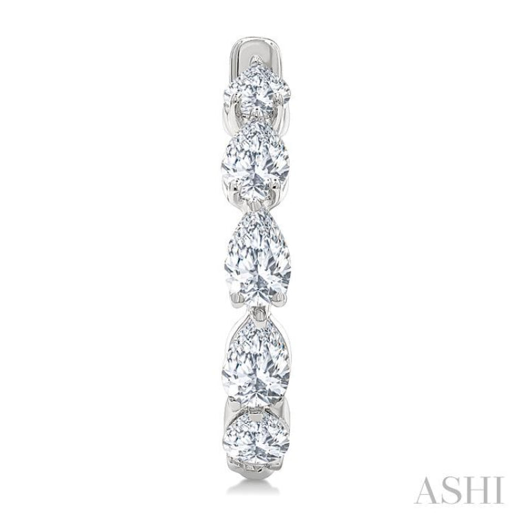 3/4 Ctw Pear Cut Diamond Link Fashion Half Hoop Earring in 14K White Gold
