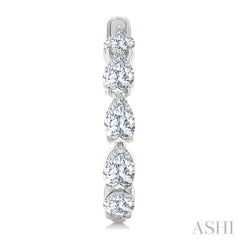 3/4 Ctw Pear Cut Diamond Link Fashion Half Hoop Earring in 14K White Gold