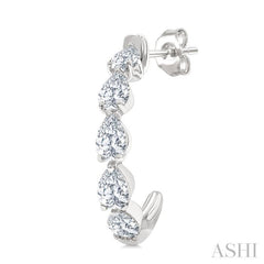 3/4 Ctw Pear Cut Diamond Link Fashion Half Hoop Earring in 14K White Gold