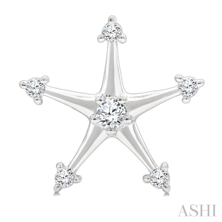 1/6 Ctw Round Cut Diamond Star Petite Earrings in 10K White Gold