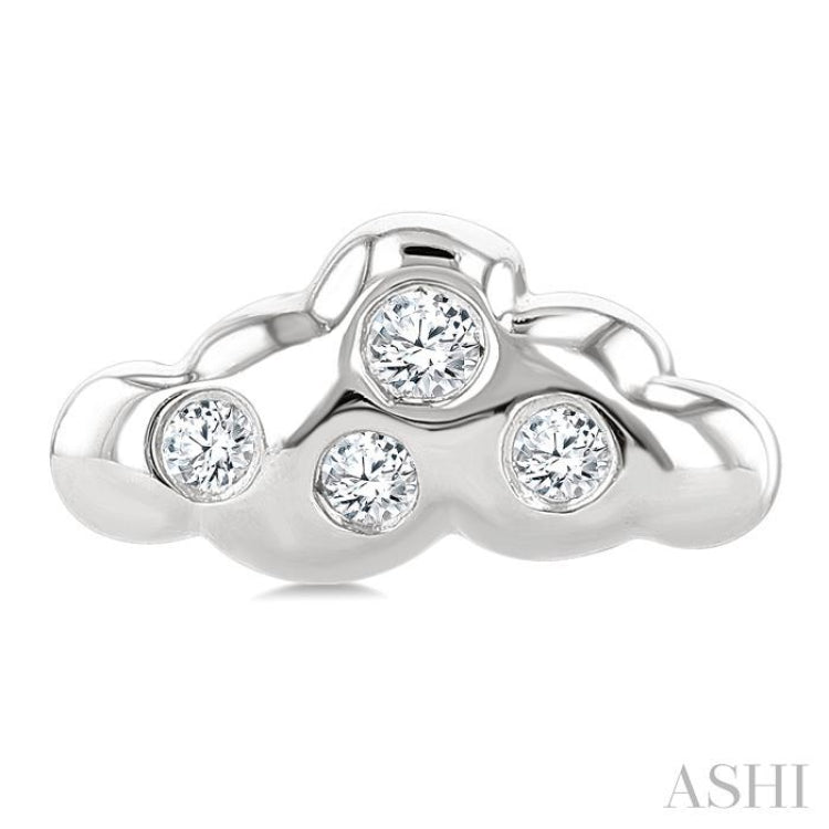 1/20 Ctw Round Cut Diamond Cloud Petite Fashion Earrings in 10K White Gold