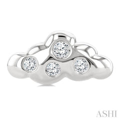 1/20 Ctw Round Cut Diamond Cloud Petite Fashion Earrings in 10K White Gold