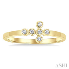 1/20 Ctw Round Cut Diamond 6-Stone Bezel Set Cross Petite Ring in 10K Yellow Gold