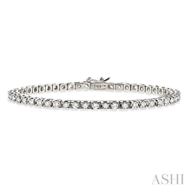 4 Ctw Square Shape Round Cut Diamond Tennis Bracelet in 14K White Gold