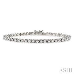 4 Ctw Square Shape Round Cut Diamond Tennis Bracelet in 14K White Gold