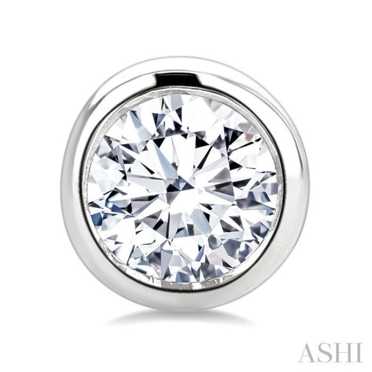 1/4 Ctw Bezel Set Round Cut Diamond Stud Earrings in 14K White Gold