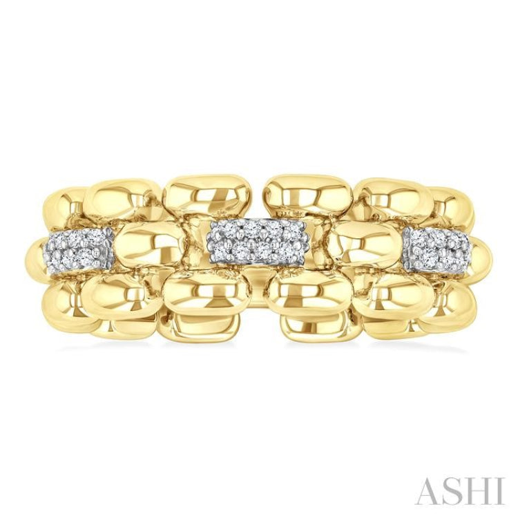 1/10 Ctw Bold Panther Link Round Cut Diamond Fashion Ring in Yellow Gold Vermeil