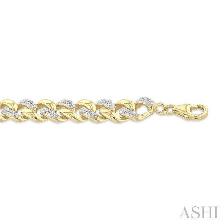 1/6 Ctw Round Cut Diamond Cuban Link Bracelet in Yellow Gold Vermeil