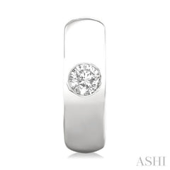 1/3 Ctw Bezel Set Round Cut Diamond Fashion Huggie Earrings in 14K White Gold