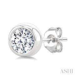 3/8 Ctw Bezel Set Round Cut Diamond Stud Earrings in 14K White Gold
