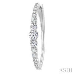 1 1/2 Ctw Graduated Round Cut Diamond Riviera Hoop Earrings in 14K White Gold