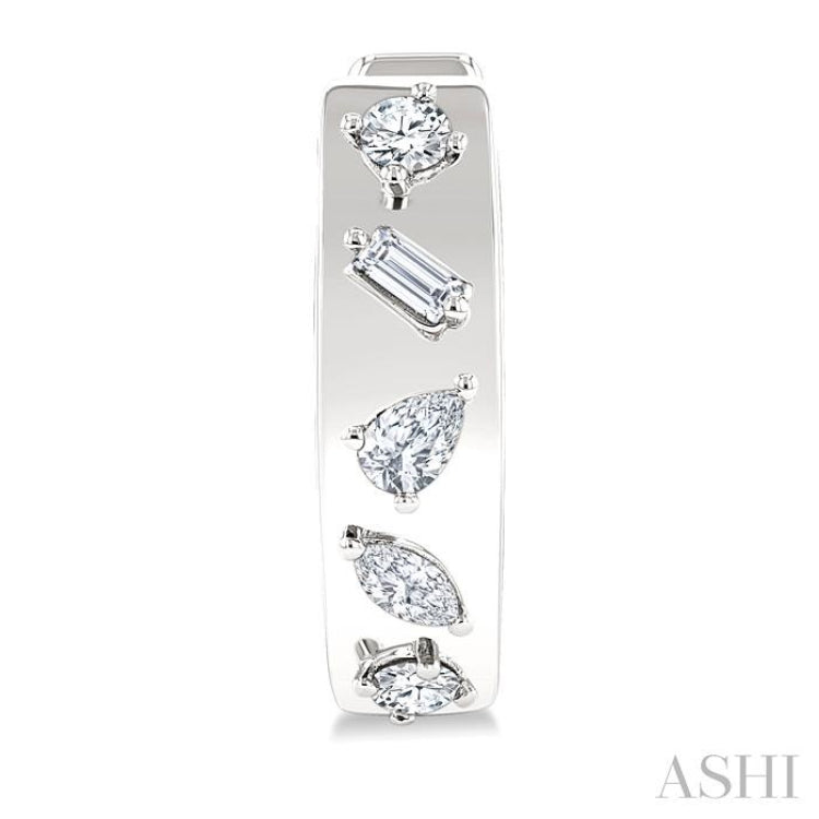 1/3 Ctw Mixed Cut Diamond Fashion Hoop Earring in 14K White Gold