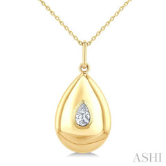 1/4 Ctw Bold Teardrop Pear Cut Diamond Fashion Pendant With Chain in 14K Yellow Gold