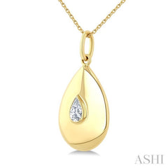1/4 Ctw Bold Teardrop Pear Cut Diamond Fashion Pendant With Chain in 14K Yellow Gold