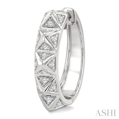 1/4 Ctw Pyramid Accent Round Cut Diamond Fashion Hoop Earring in 10K White Gold